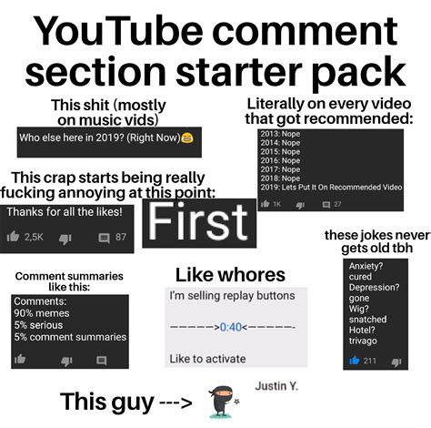 youtube comments starter pack